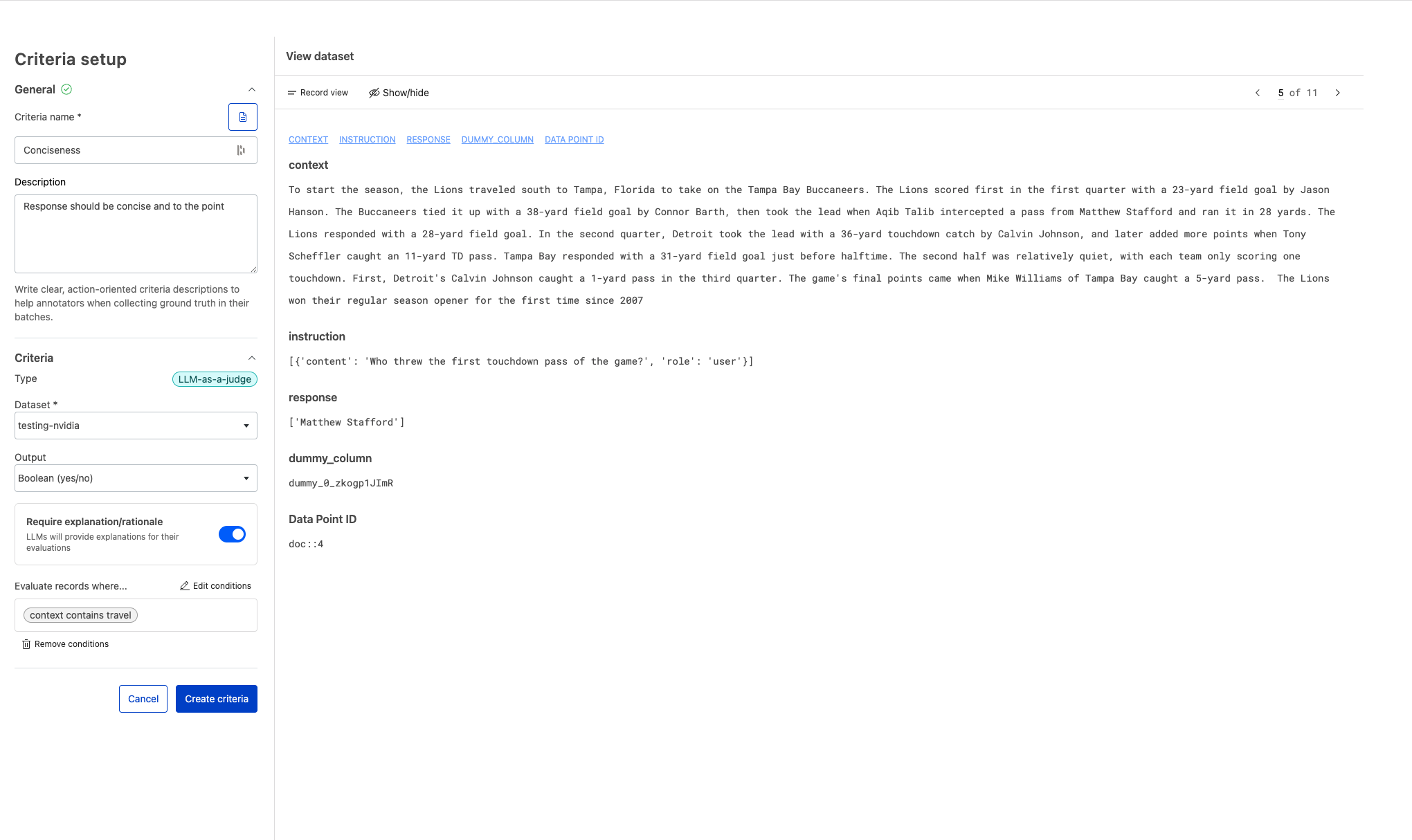Create criteria with condtion.