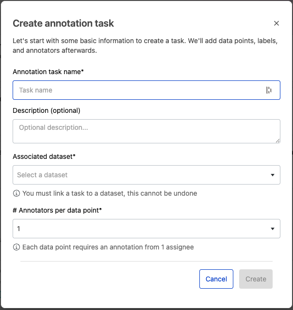 Create task modal