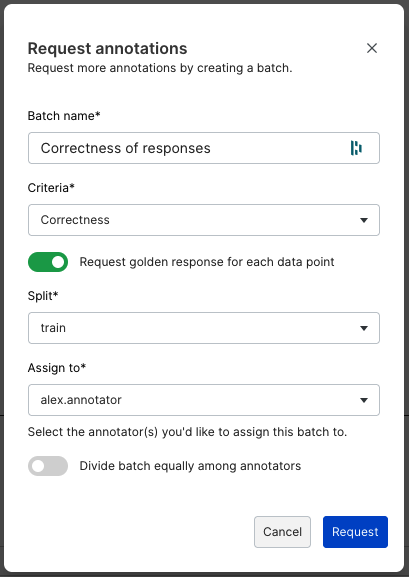 Create an annotation batch for collecting ground truth