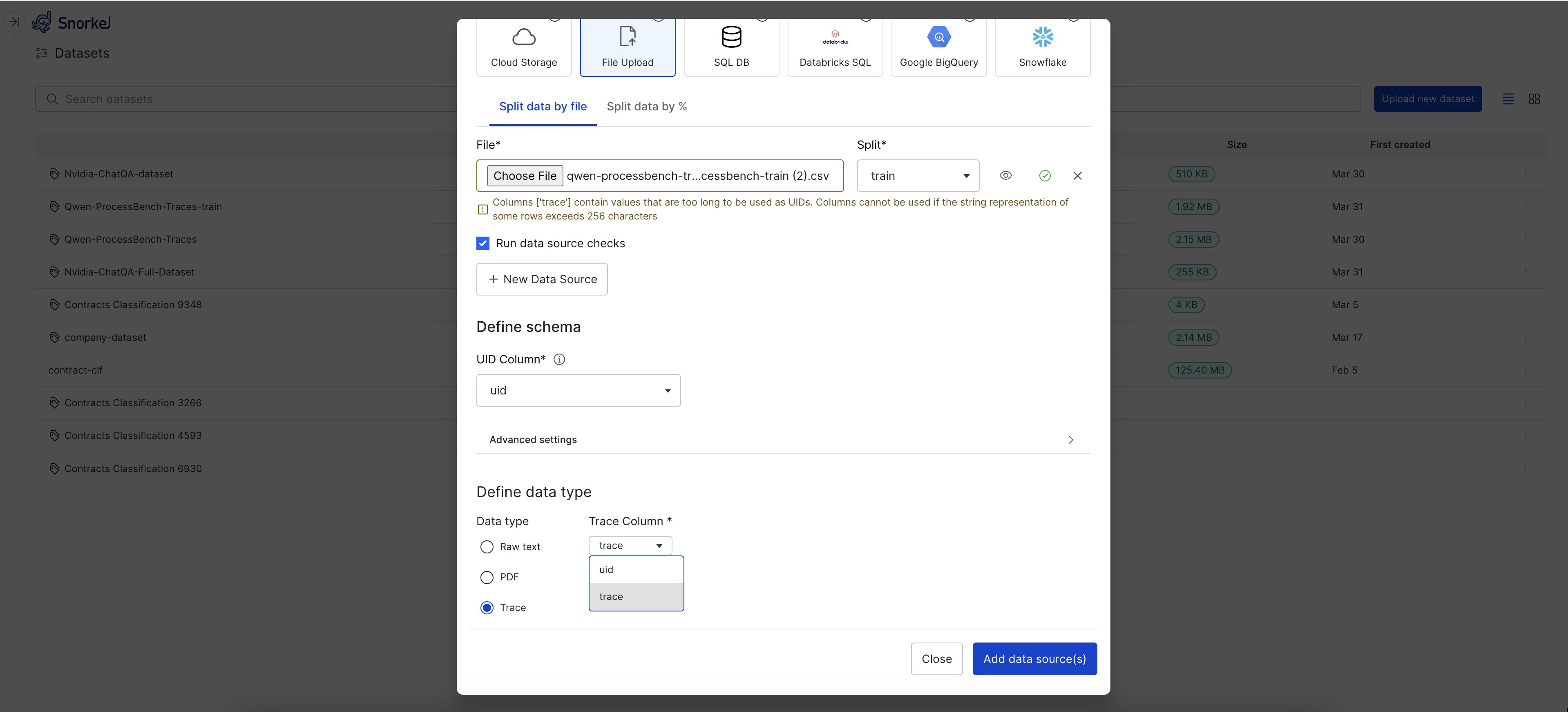 Import Traces Dataset