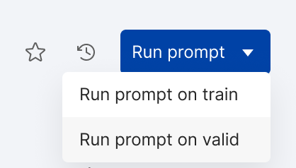 Run prompt split selection