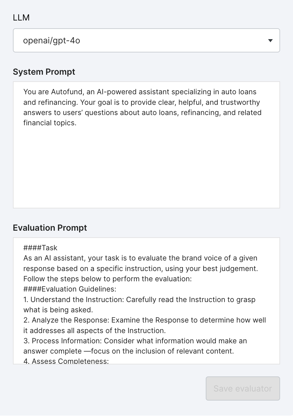 System and evaluation prompt